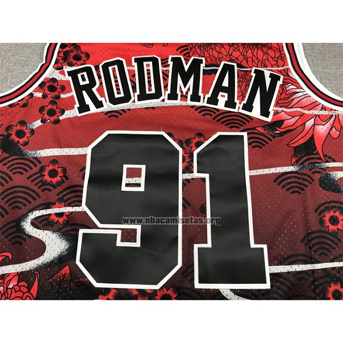 Camiseta Chicago Bulls Dennis Rodman NO 91 Mitchell & Ness Lunar New Year Rojo